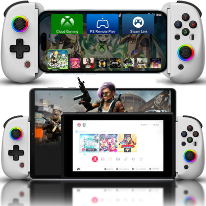 Joso Mobile Gaming Controller for iPhone/iPad/Tablet Android Wireless Controller with Hall Effects Joysticks Support PC/Switch Play Cloud Games/PS Remote Play/COD/Genshin Impact & More - White